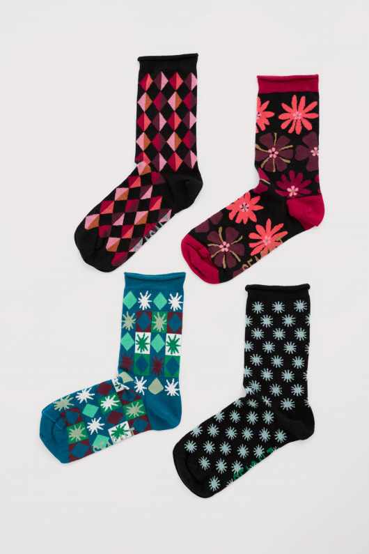 boîte-cadeau de 4 femmes arty géométrique chaussettes