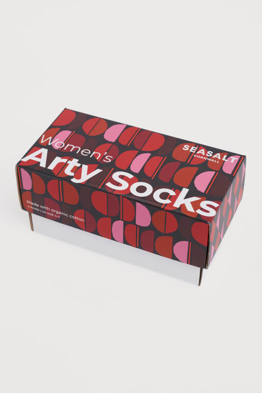 boîte-cadeau de 4 femmes arty géométrique chaussettes