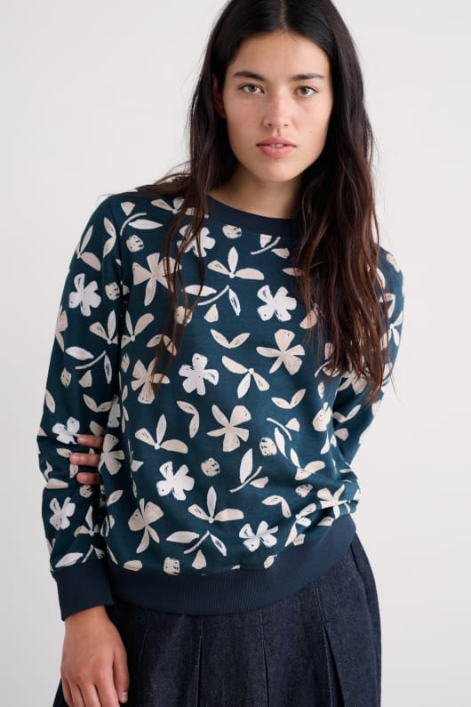 lumineux vague imprimé sweat-shirt en coton bio