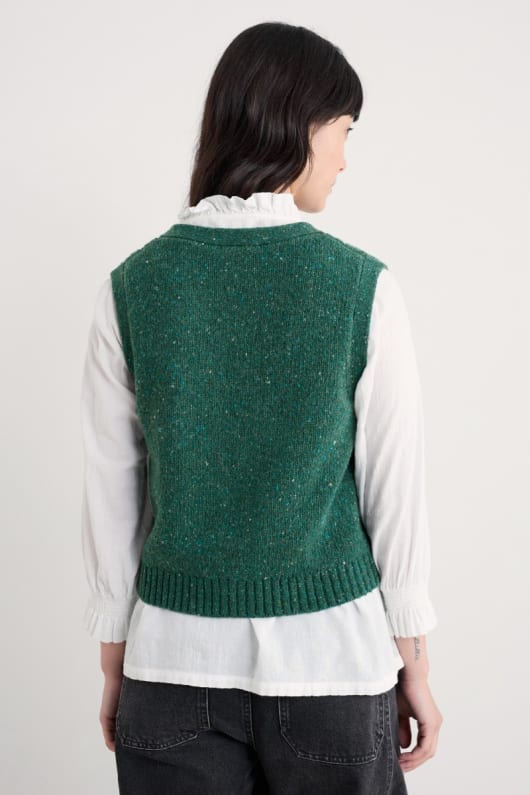 pendouer col v bouton de gilet tricoté