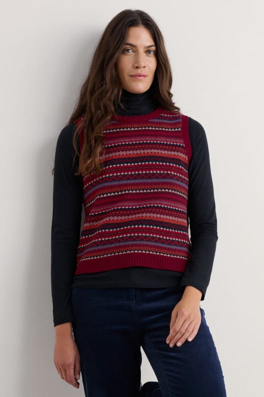 percella cove fair isle gilet tricoté