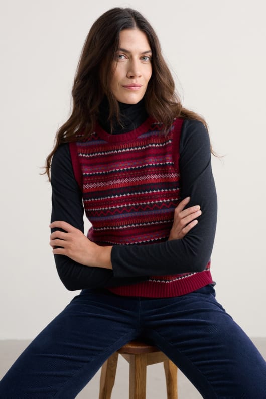 percella cove fair isle gilet tricoté