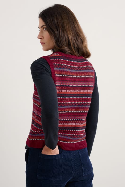 percella cove fair isle gilet tricoté