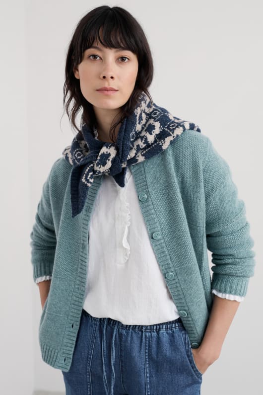 myrtille sauvage tricoté triangle foulard