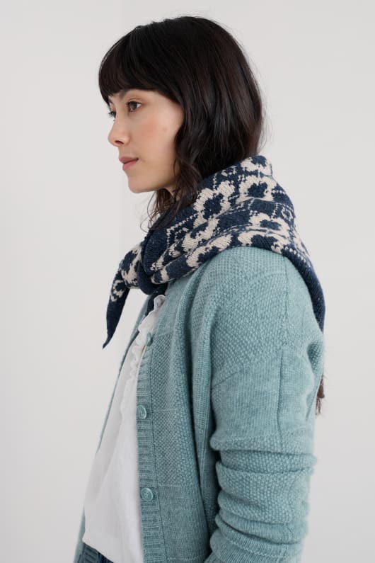 myrtille sauvage tricoté triangle foulard